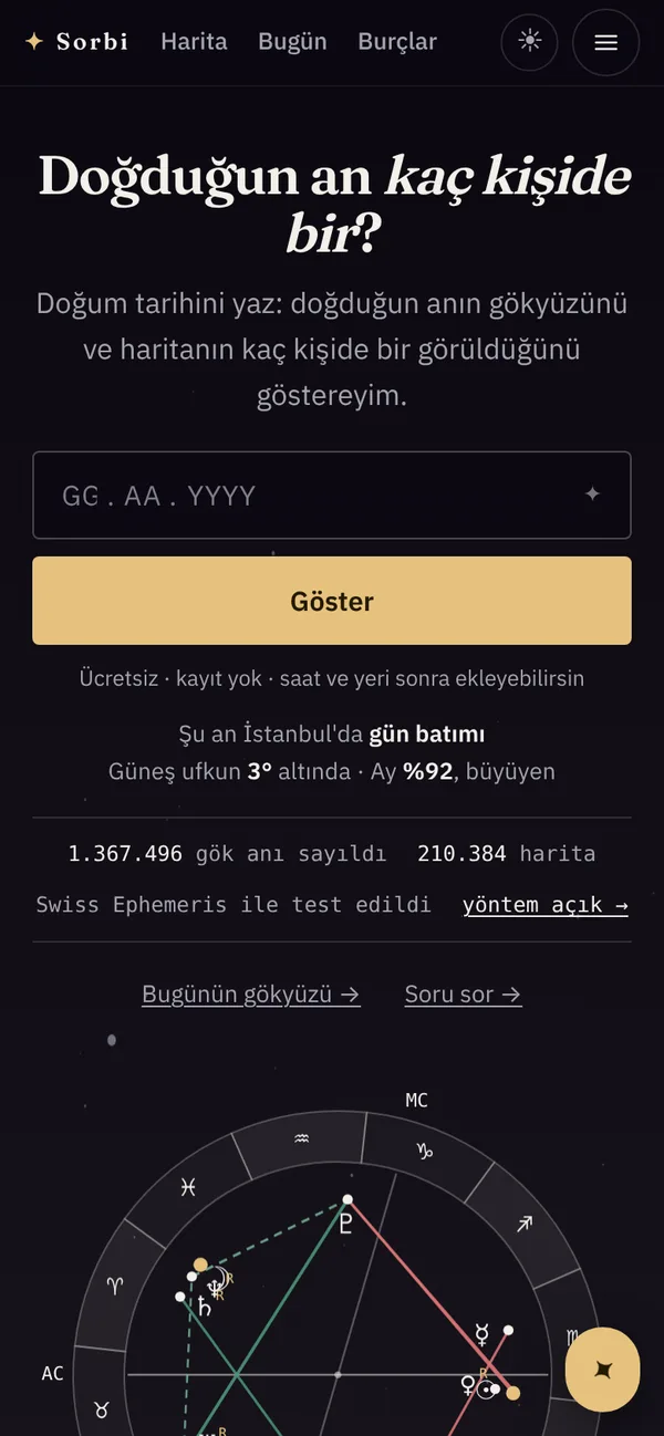 Sorbi telefon ekranı