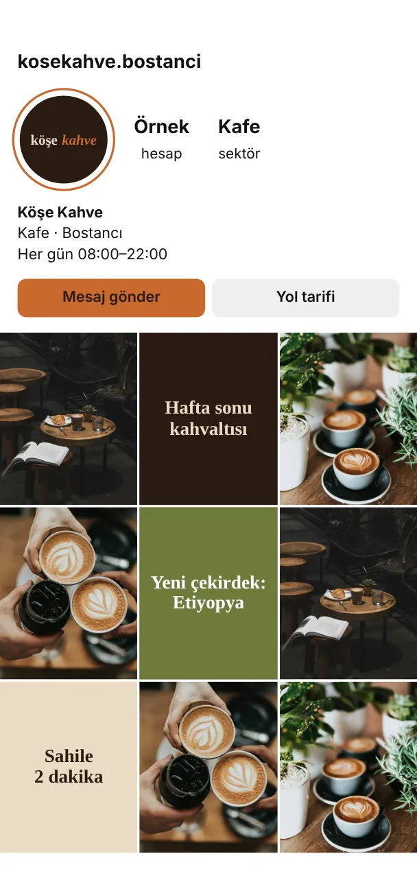 Köşe Kahve mobil görünüm