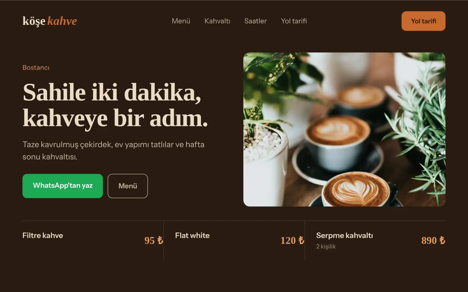 Köşe Kahve web sitesi